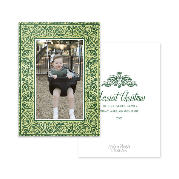 Bandana Green Vertical | Holiday Cards