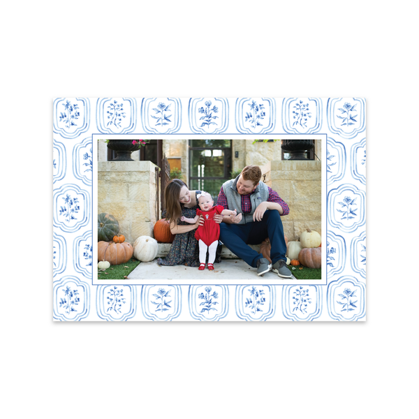 Sweet Block Print Blue | Holiday Cards