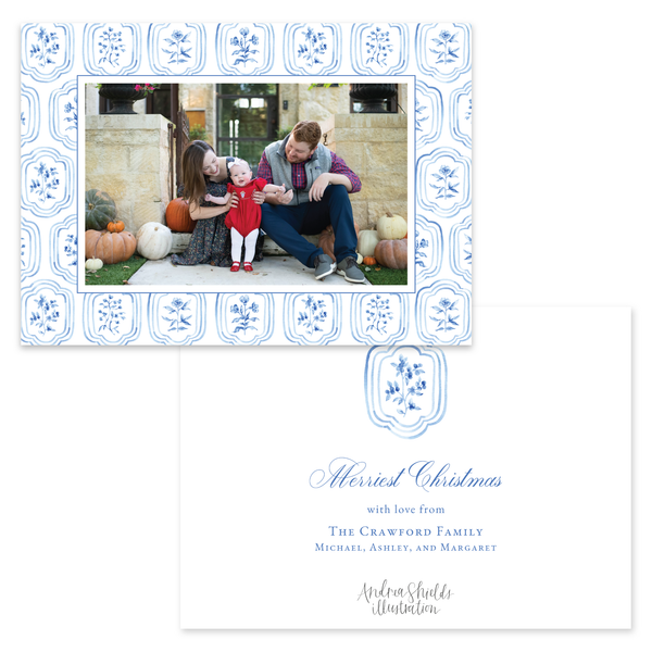 Sweet Block Print Blue | Holiday Cards