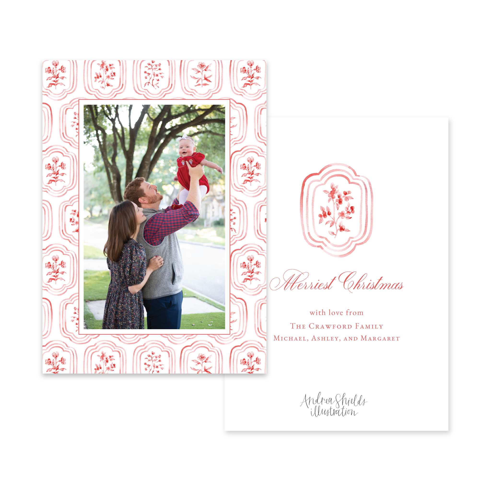 Sweet Block Print Red | Holiday Cards