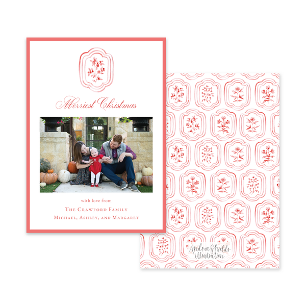 Sweet Block Print Simple Red | Holiday Cards