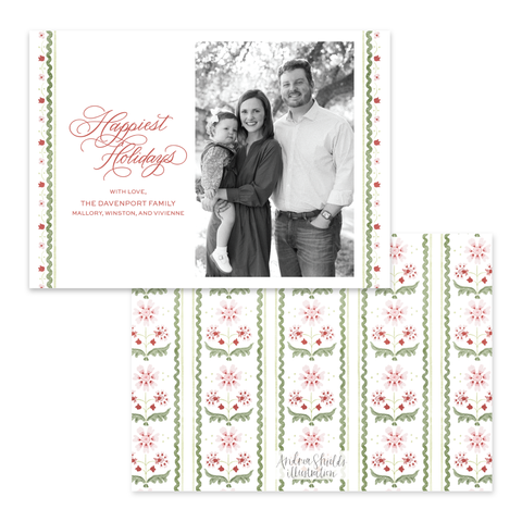 Blush and Berry Scallop Edge Horizontal | Holiday Cards