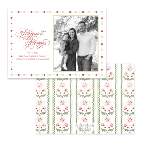 Blush and Berry Simple Border Horizontal | Holiday Cards