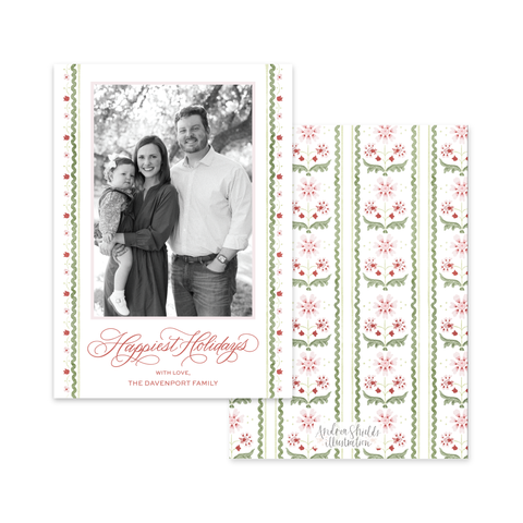 Blush and Berry Scallop Edge Vertical | Holiday Cards