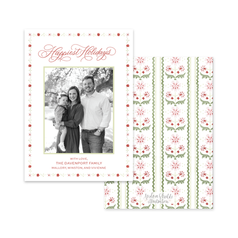 Blush and Berry Simple Border Vertical | Holiday Cards
