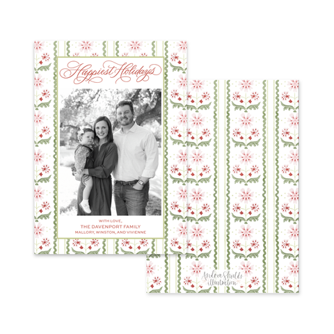Blush and Berry Pattern Vertical | Holiday Cards