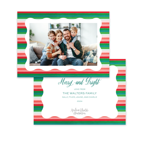 Bright Christmas Stripes Horizontal | Holiday Cards