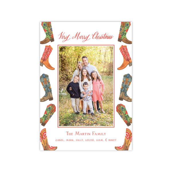 Holiday Boots Border Vertical | Holiday Photo Card