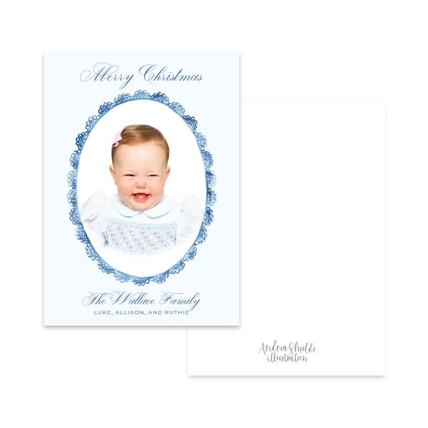 Delicate Lace Blue | Holiday Cards