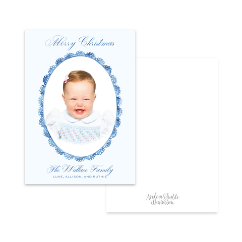 Delicate Lace Blue | Holiday Cards