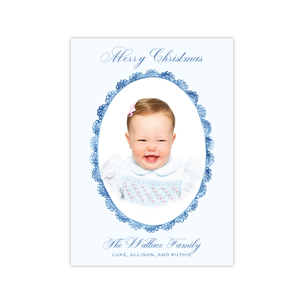 Blue Lace Vertical | Holiday Photo Card