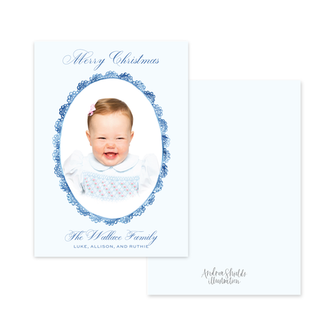 Blue Lace Vertical | Holiday Photo Card
