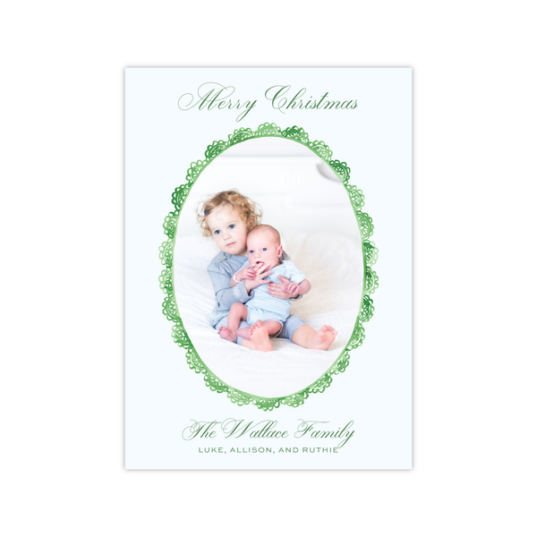 Green Lace Vertical | Holiday Photo Card
