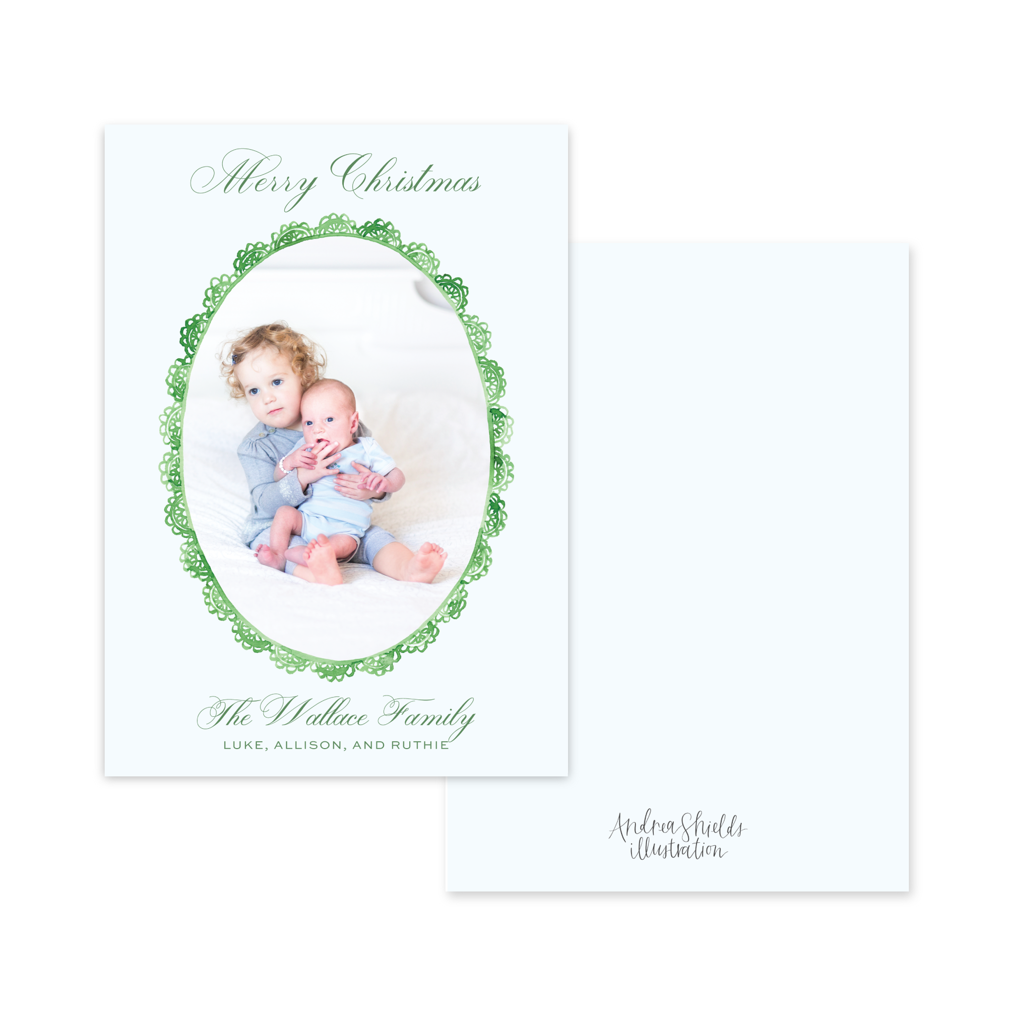 Green Lace Vertical | Holiday Photo Card