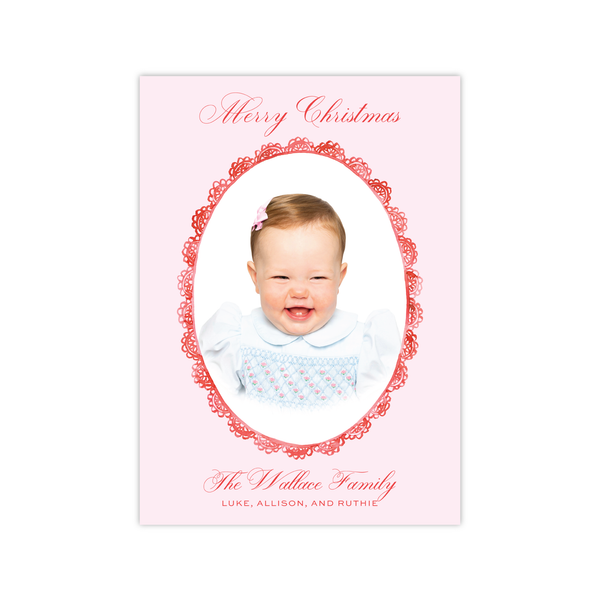 Red Lace Vertical | Holiday Photo Card