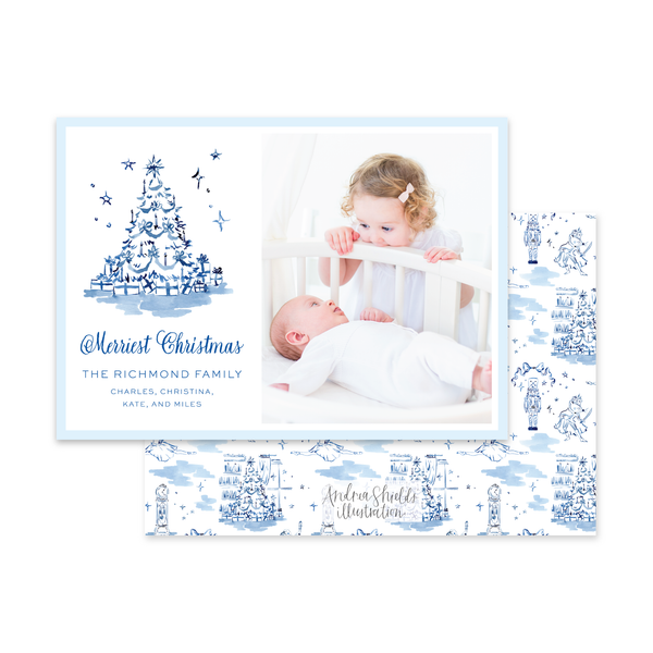 Nutcracker Blue Tree | Holiday Cards