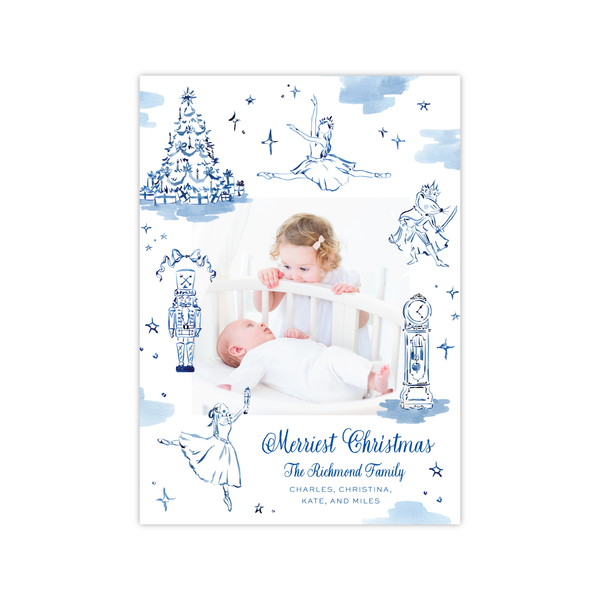 Nutcracker Dreams Blue Vertical | Holiday Photo Card