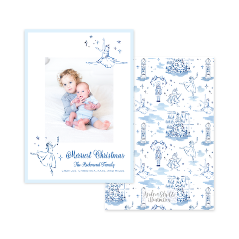 Nutcracker Blue Ballerinas | Holiday Cards