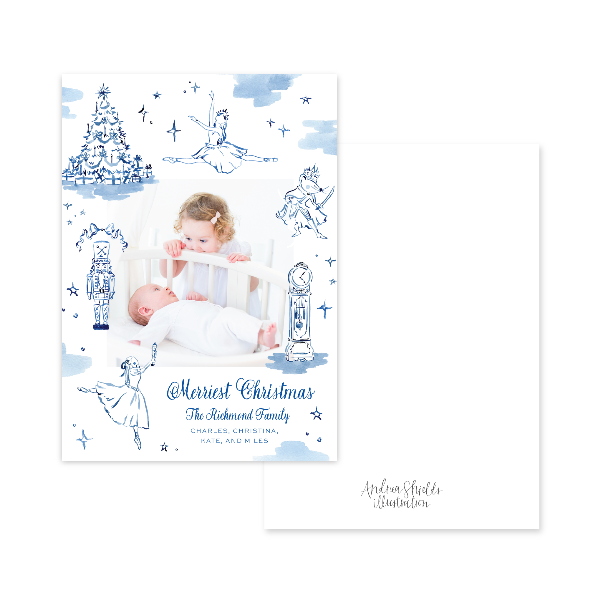 Nutcracker Dreams Blue Vertical | Holiday Photo Card