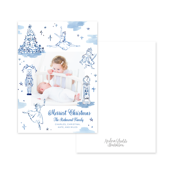 Nutcracker Dreams Blue Vertical | Holiday Photo Card