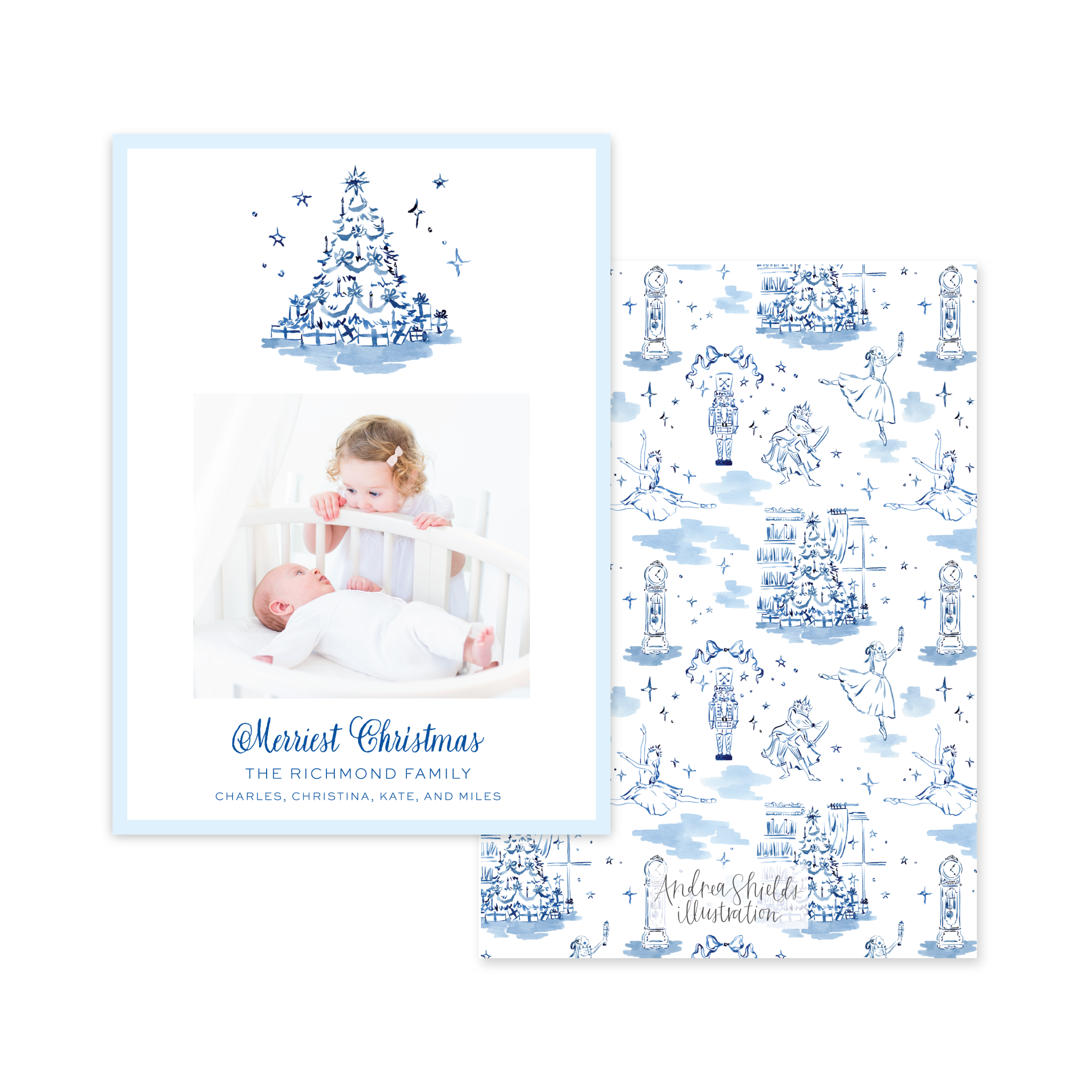 Nutcracker Blue Tree | Holiday Cards