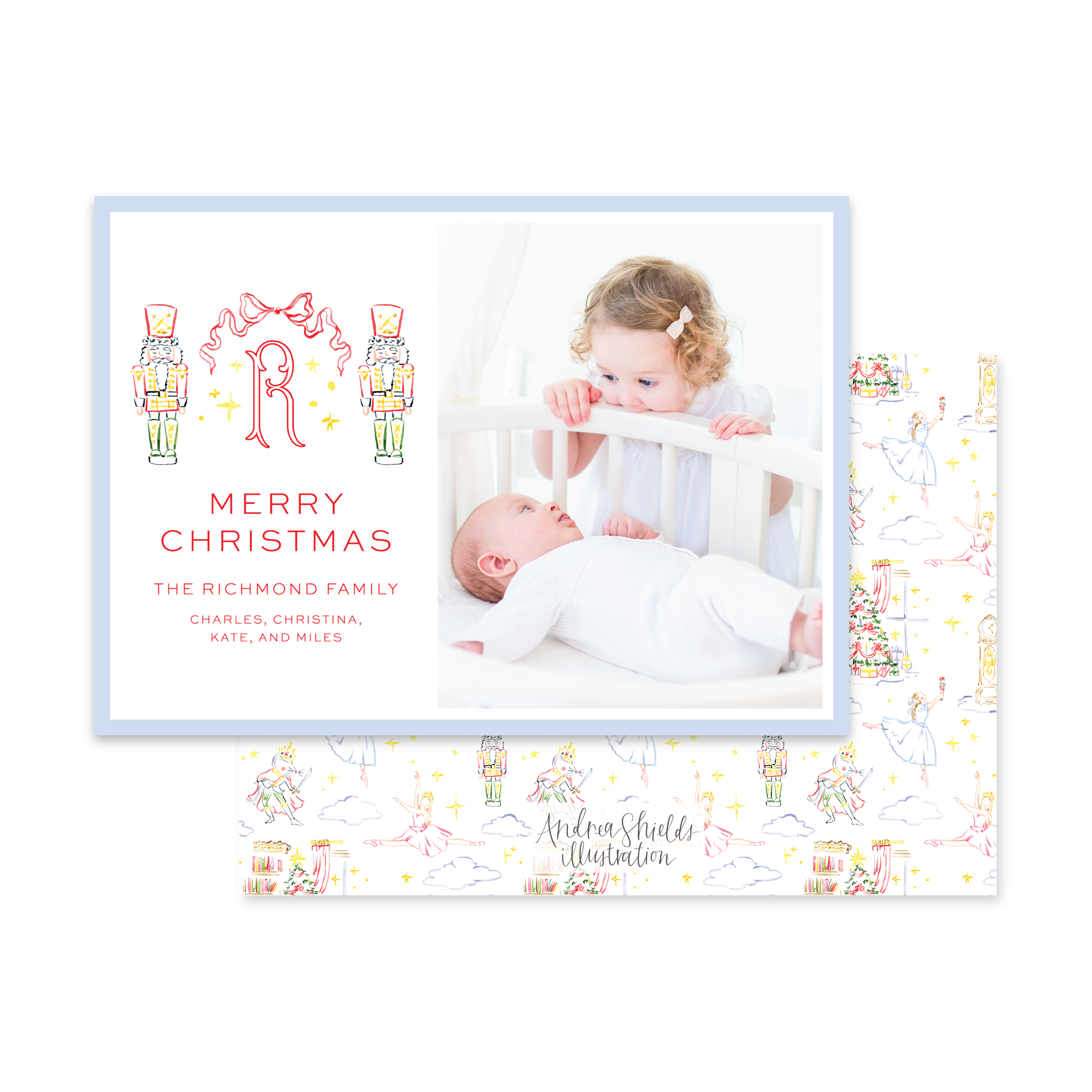 Nutcracker Crest Colorful Horizontal | Holiday Photo Card