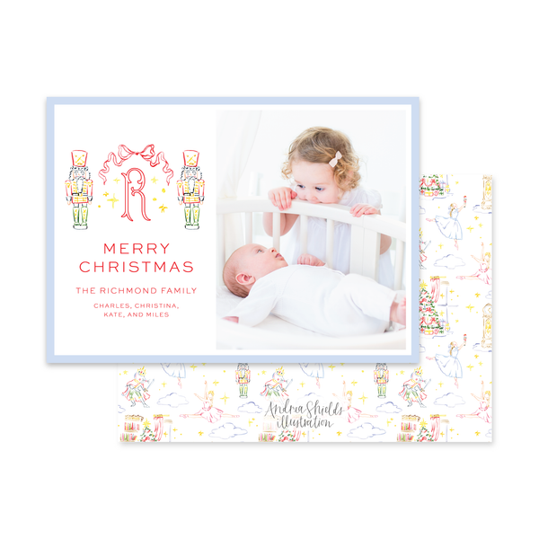 Nutcracker Crest Colorful Horizontal | Holiday Photo Card