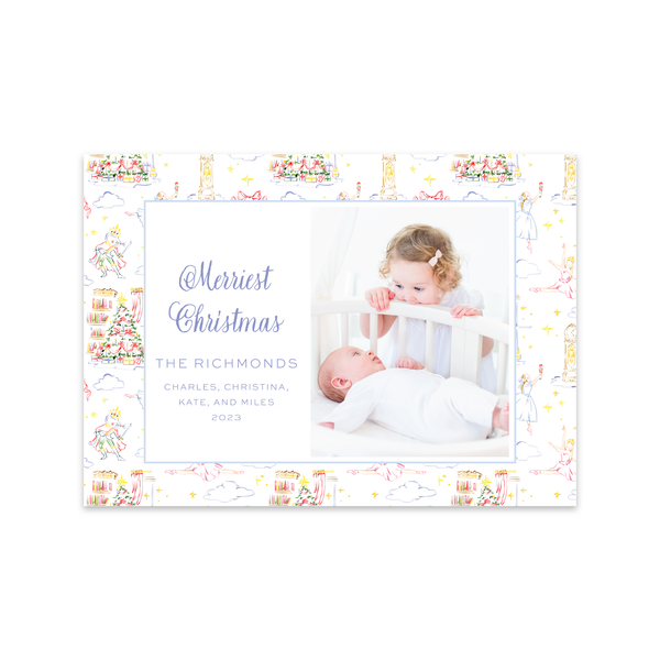 Nutcracker Pattern Colorful Horizontal | Holiday Photo Card