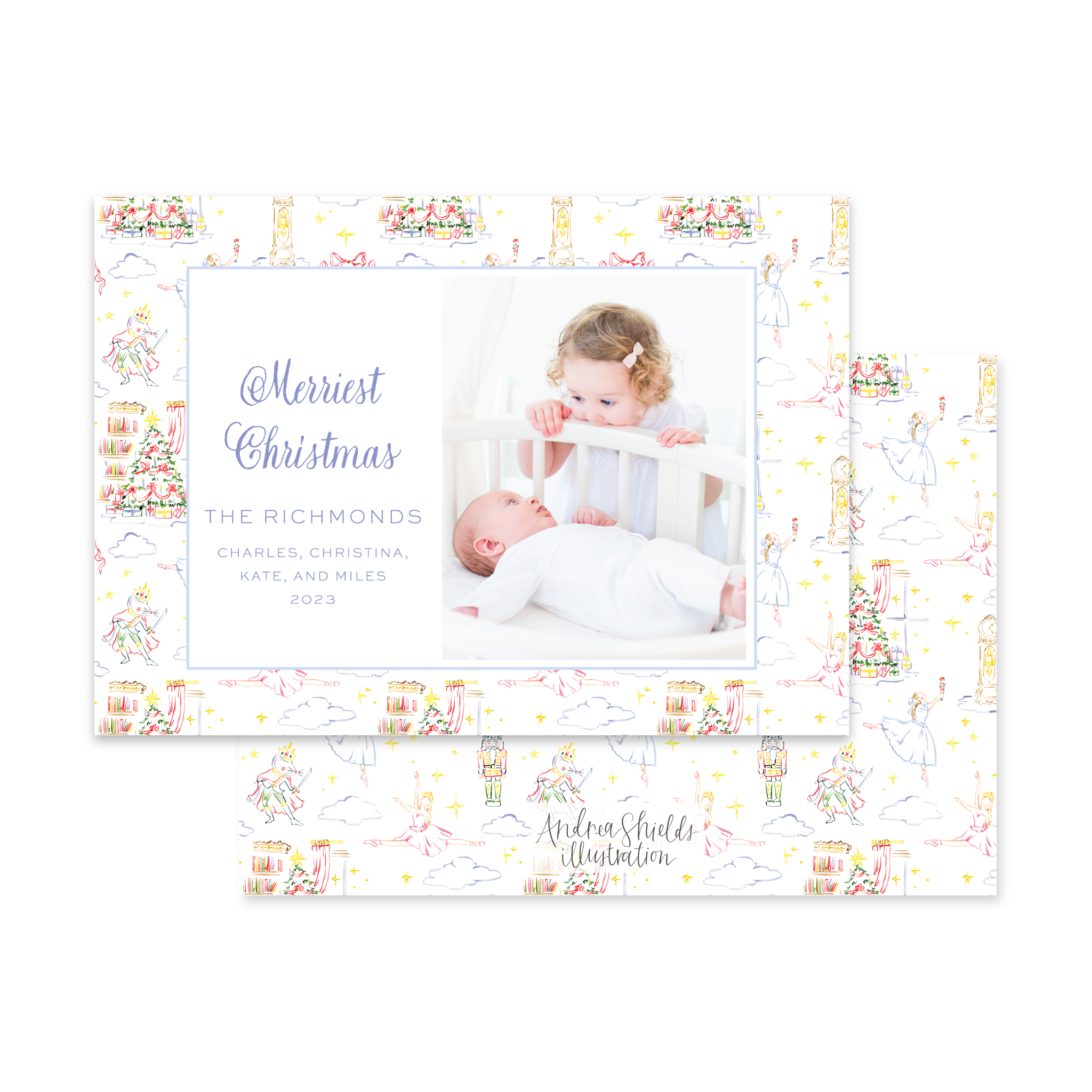 Nutcracker Pattern Colorful Horizontal | Holiday Photo Card