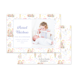 Nutcracker Pattern Colorful Horizontal | Holiday Photo Card