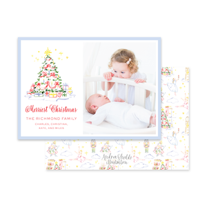 Nutcracker Tree Colorful Horizontal | Holiday Photo Card