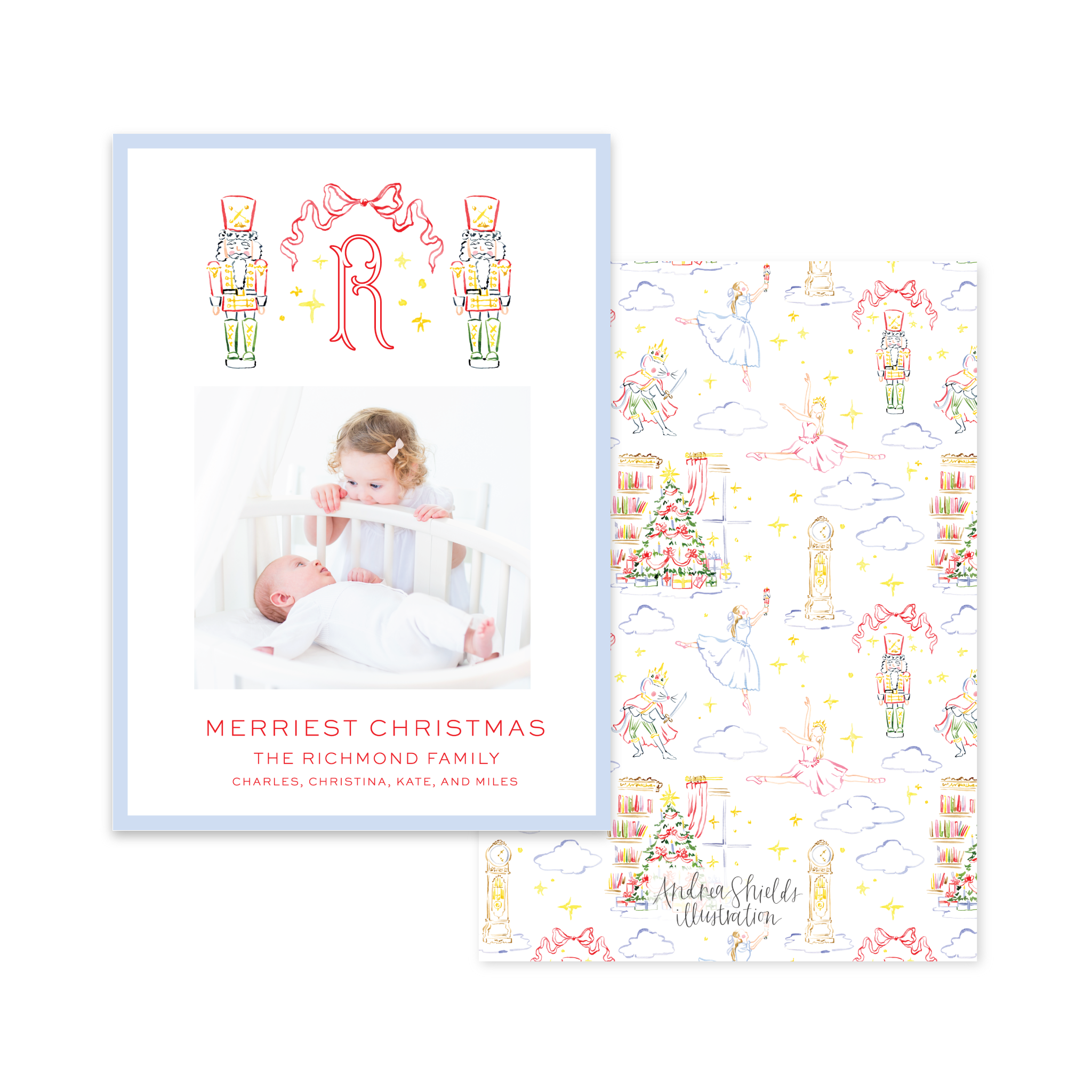 Nutcracker Crest Colorful Vertical | Holiday Photo Card
