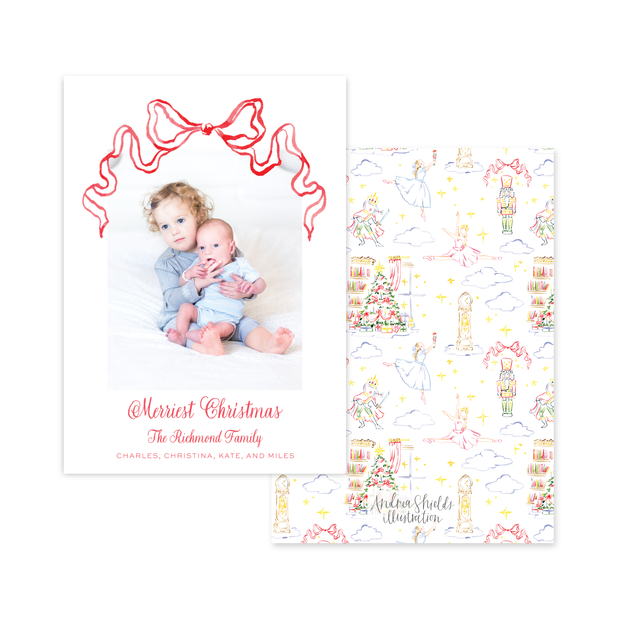 Nutcracker Bow Red Vertical | Holiday Photo Card