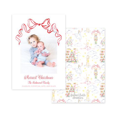 Nutcracker Colorful Ribbon Red | Holiday Cards