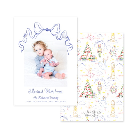 Nutcracker Colorful Ribbon Blue | Holiday Cards