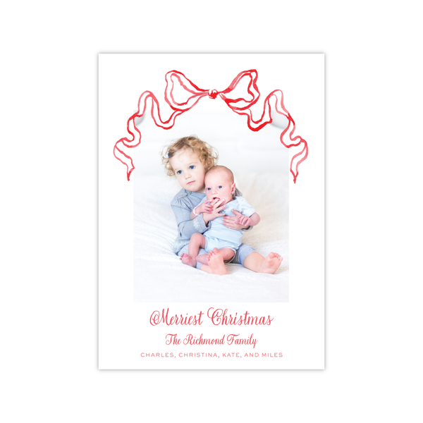 Nutcracker Bow Red Vertical | Holiday Photo Card