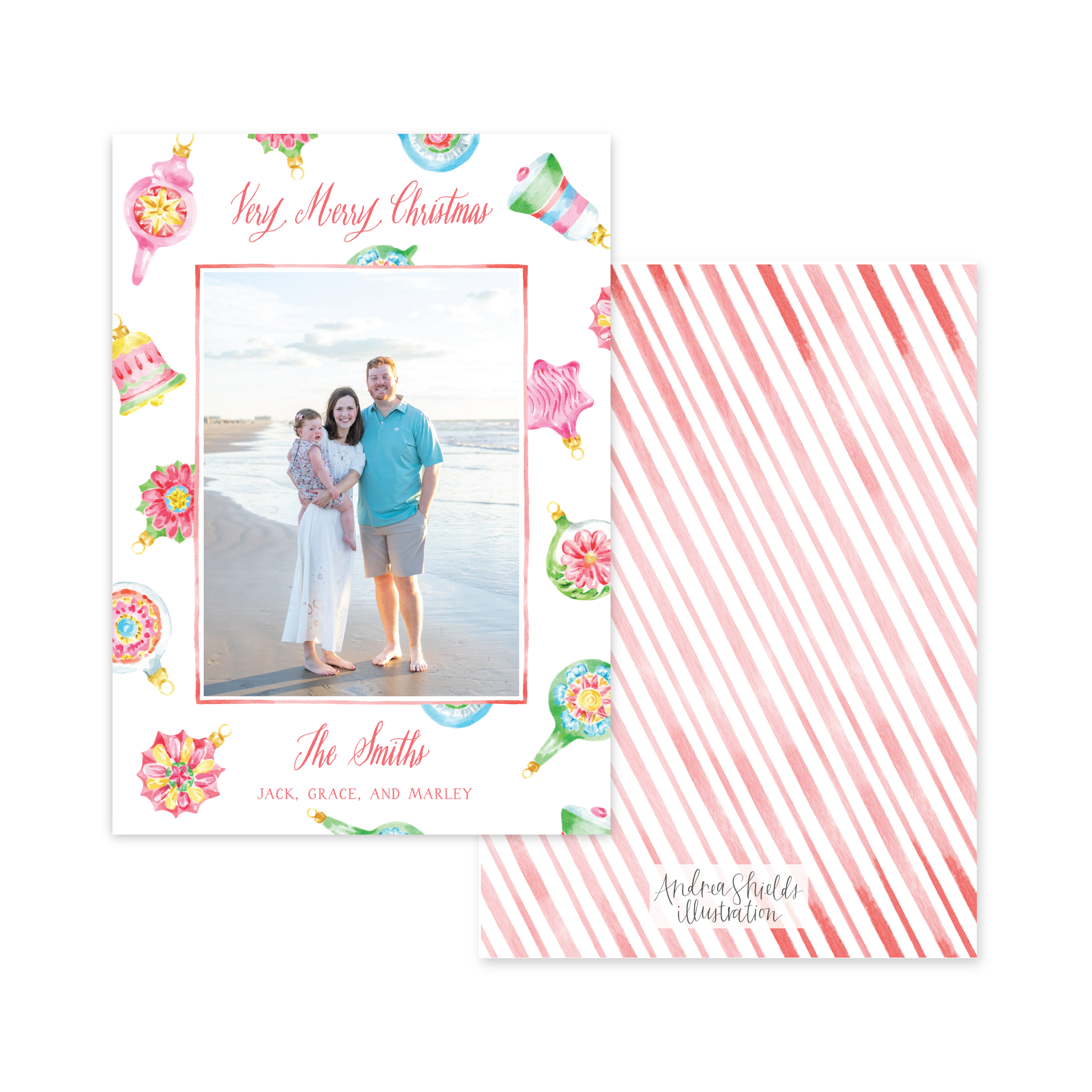 Ornaments Pattern Vertical | Holiday Photo Card