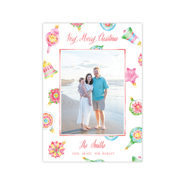 Ornaments Pattern Vertical | Holiday Photo Card