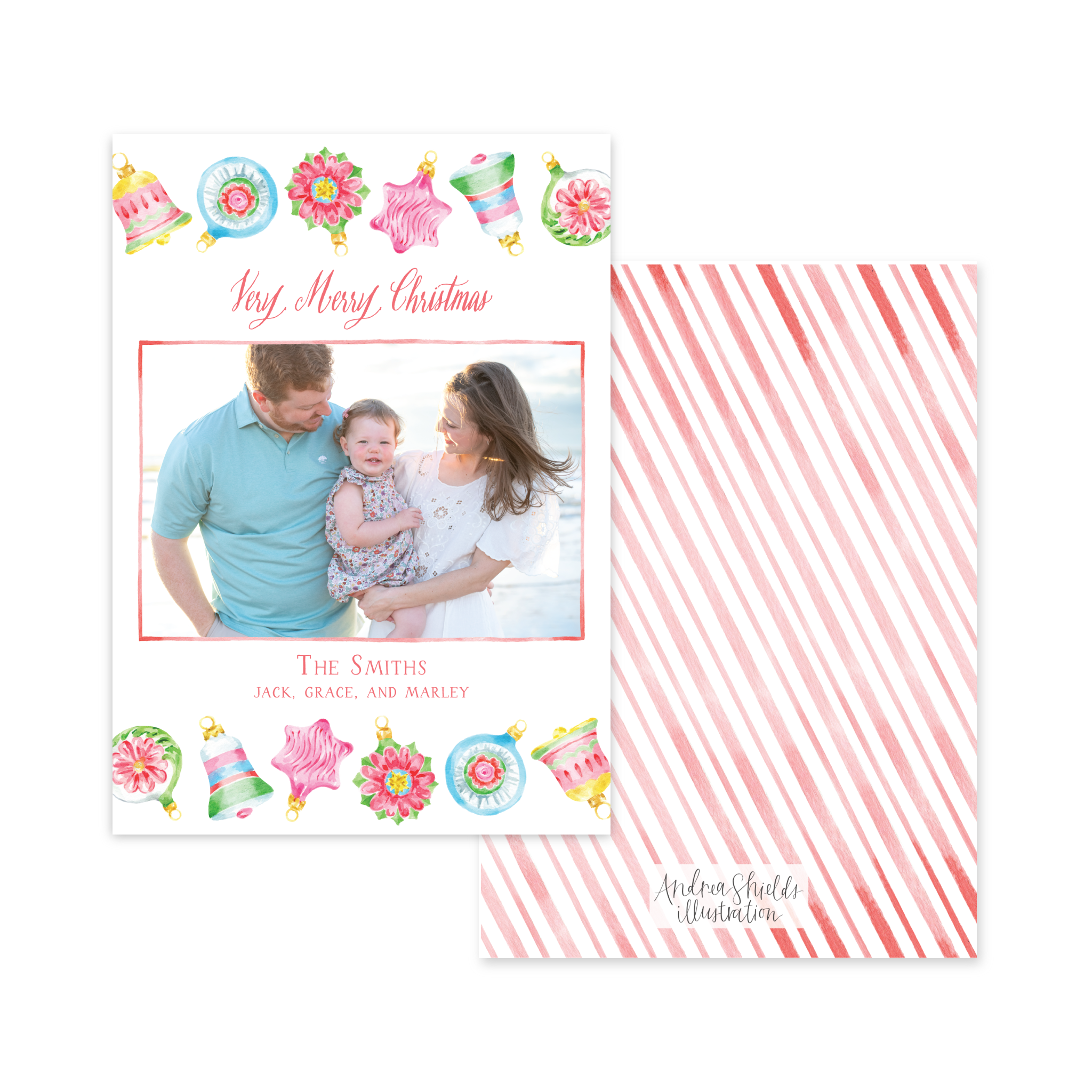 Whimsical Ornaments Border | Holiday Cards