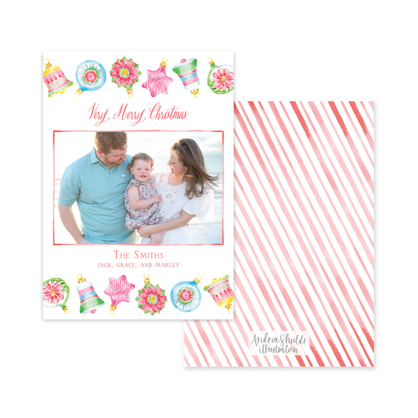Whimsical Ornaments Border | Holiday Cards