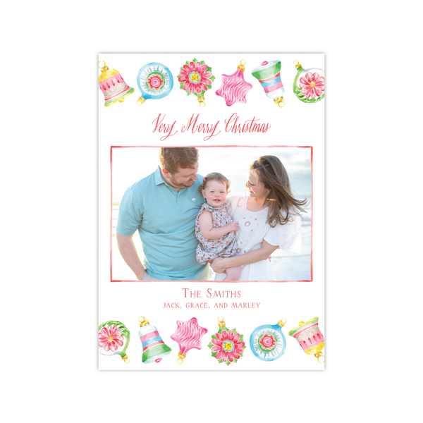 Whimsical Ornaments Border | Holiday Cards