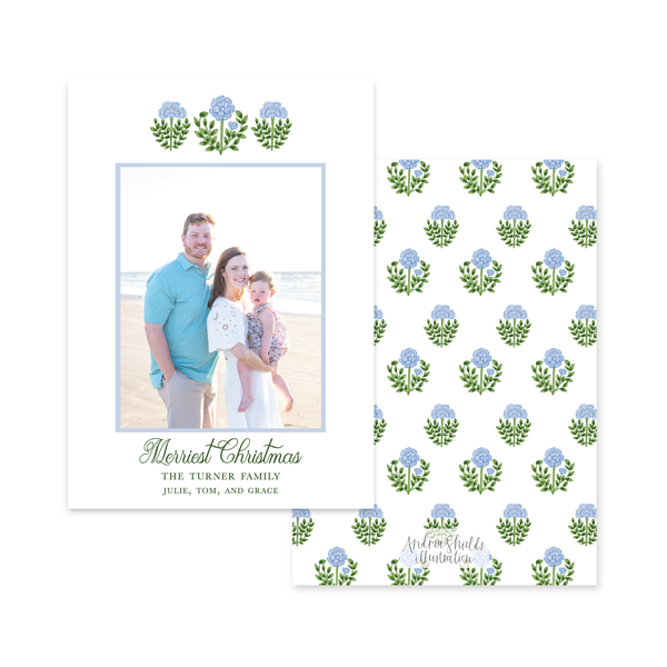 Playful Block Print Blue Simple | Holiday Cards