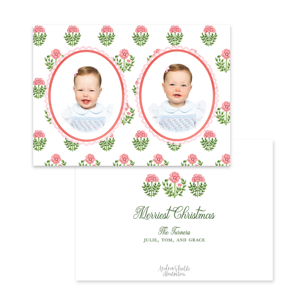 Playful Block Print Pink | Holiday Cards