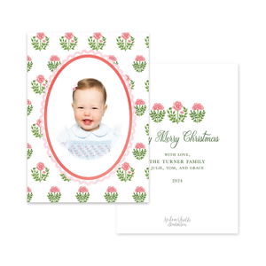 Playful Block Print Pink | Holiday Cards