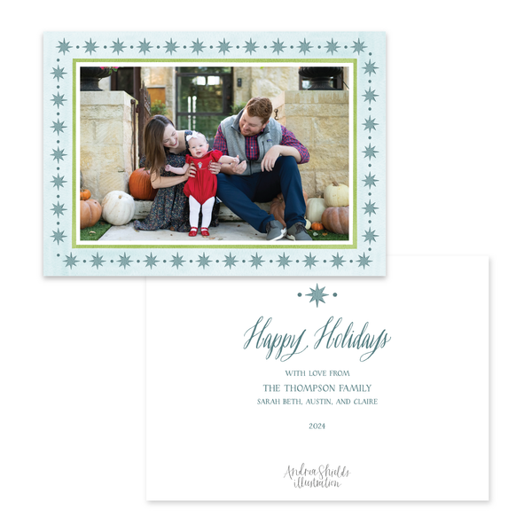 Stars and Stripes Border Blue | Holiday Cards