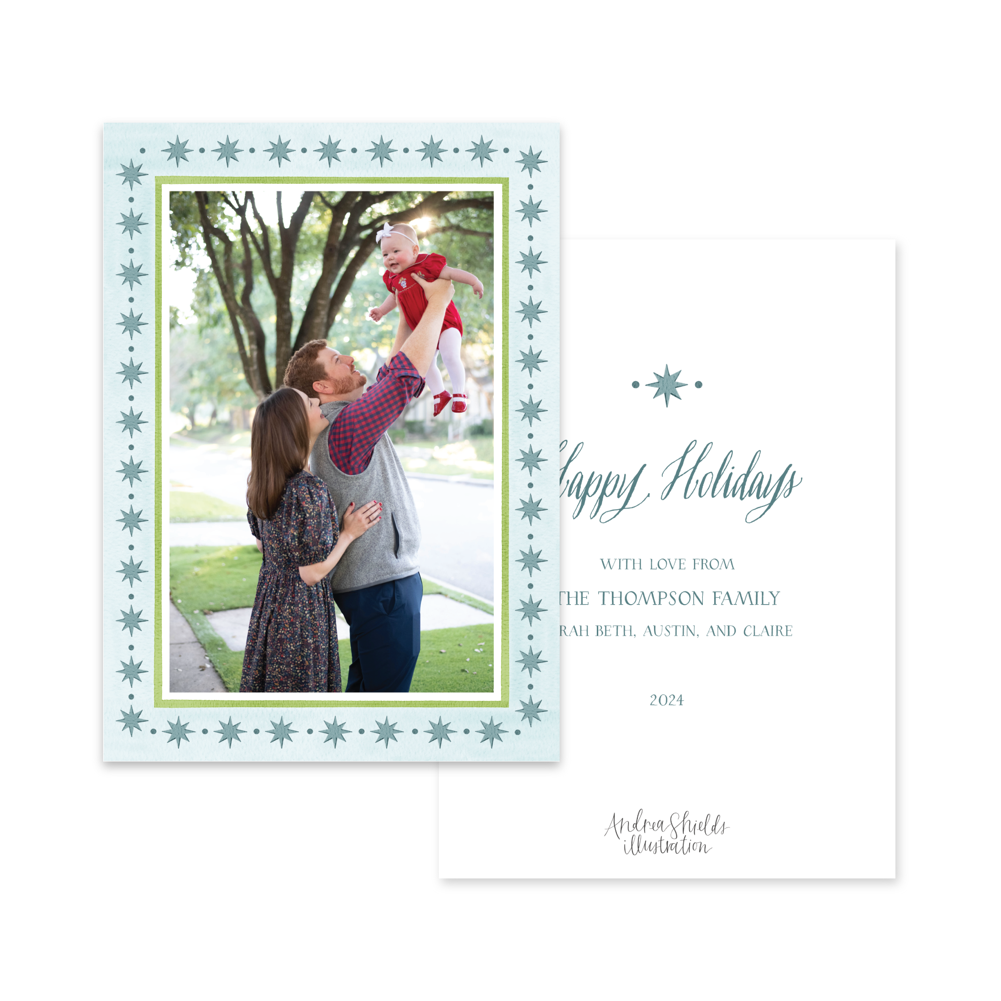Stars and Stripes Border Blue | Holiday Cards