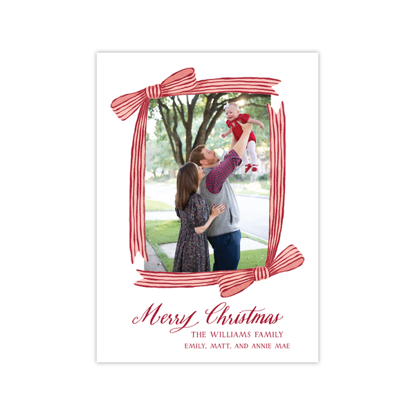 Striped Bow Frame Red | Holiday Cards