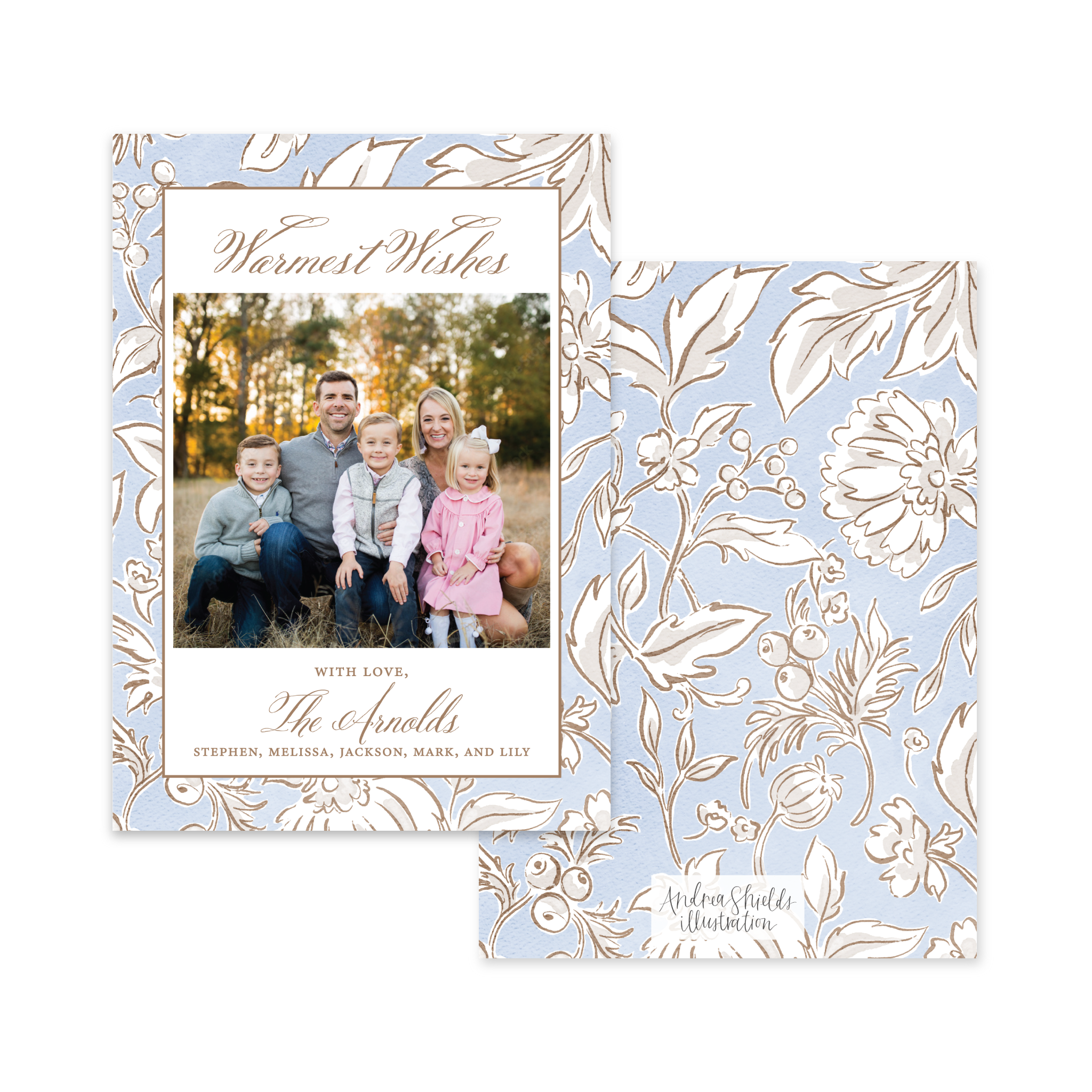 Winter Florals Blue | Holiday Cards