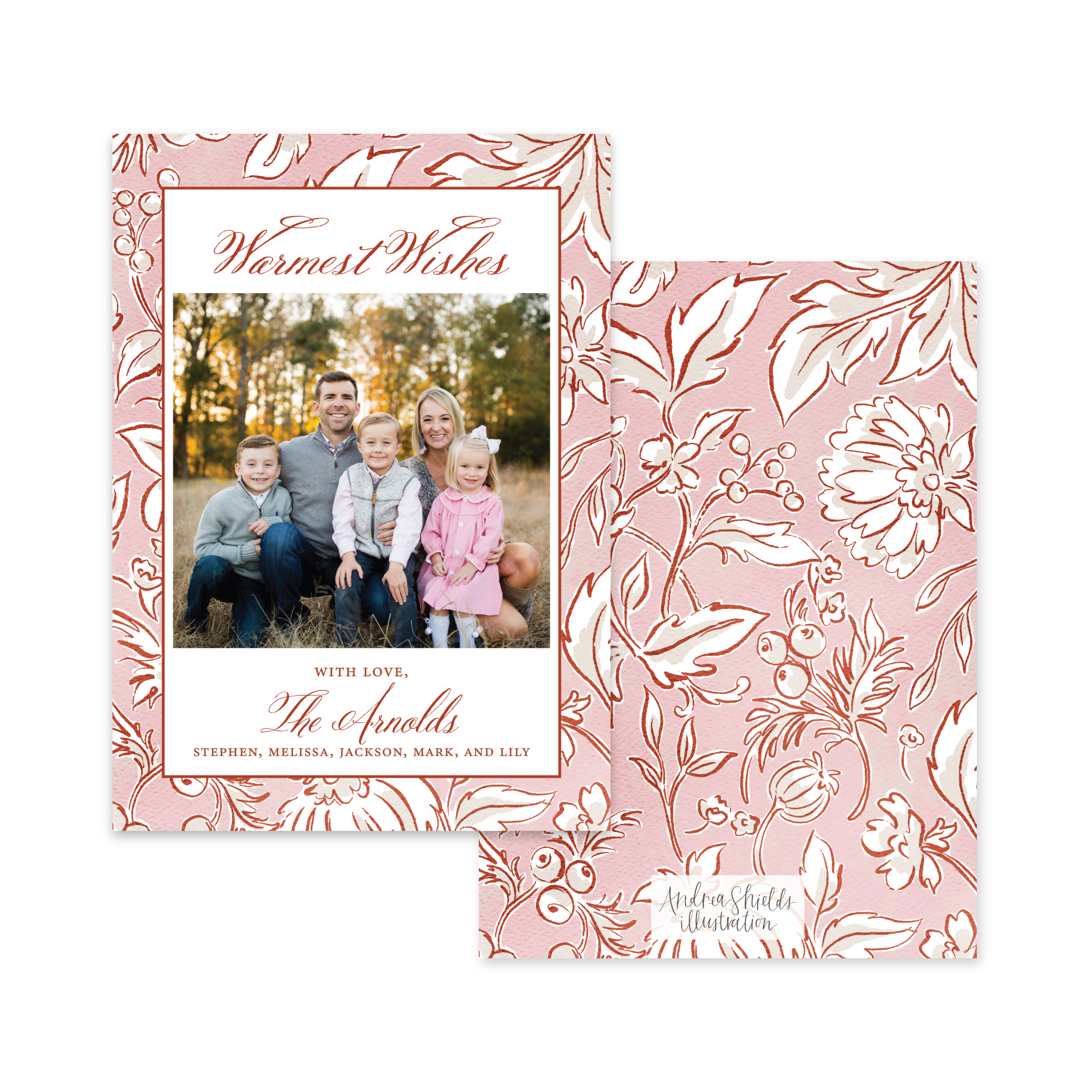 Winter Florals Pink | Holiday Cards