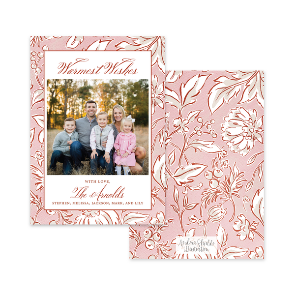 Winter Florals Pink | Holiday Cards